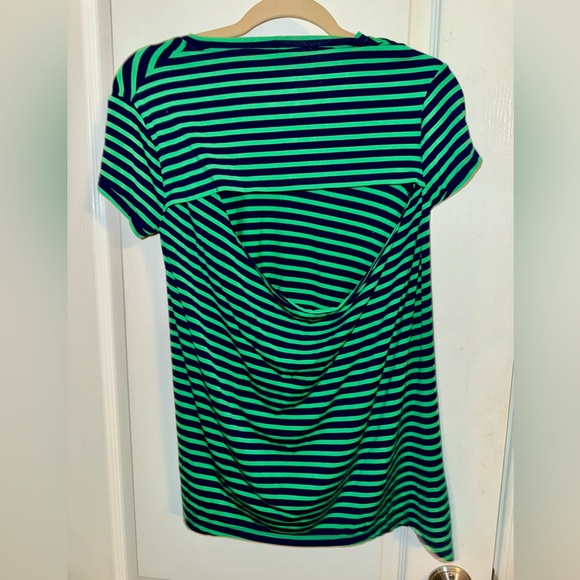 BCBG Navy/Green Striped Tee with Cut Out Open Back Size XS - Picture 1 of 9